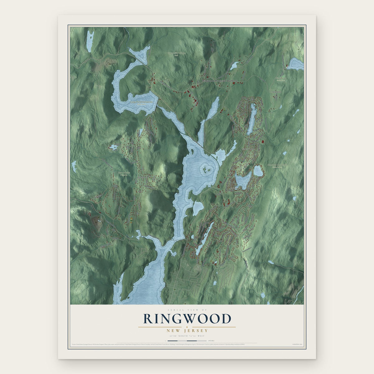Ringwood, New Jersey map print, the full design