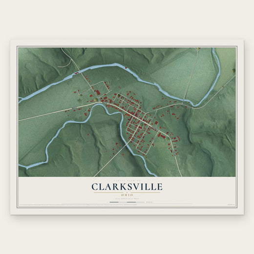Clarksville, Ohio map print, the full design