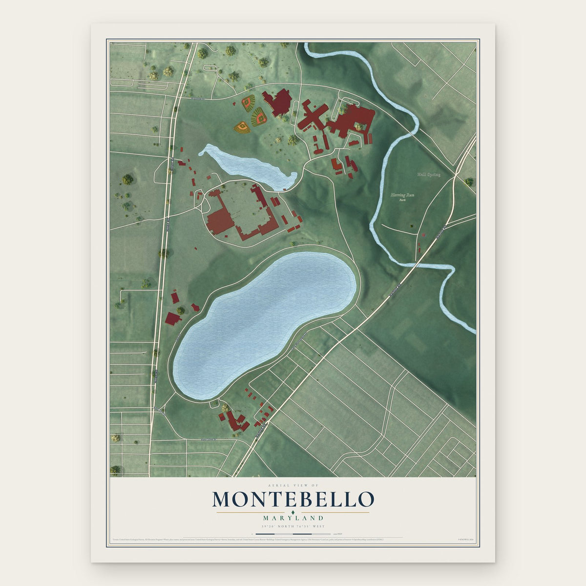 Montebello, Maryland map print, the full design