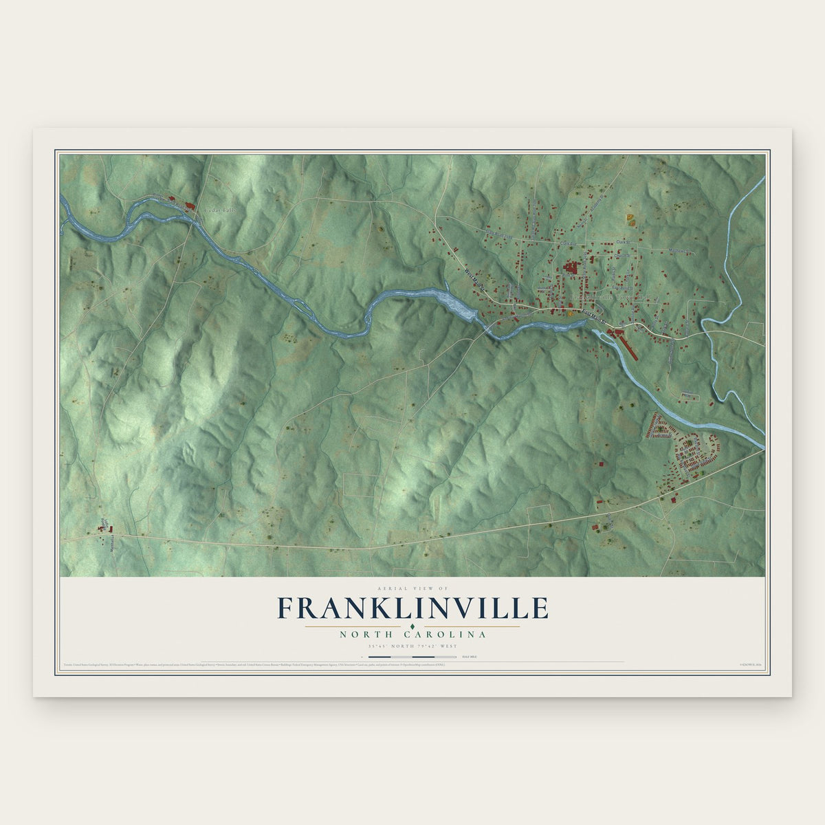 Franklinville, North Carolina map print, the full design