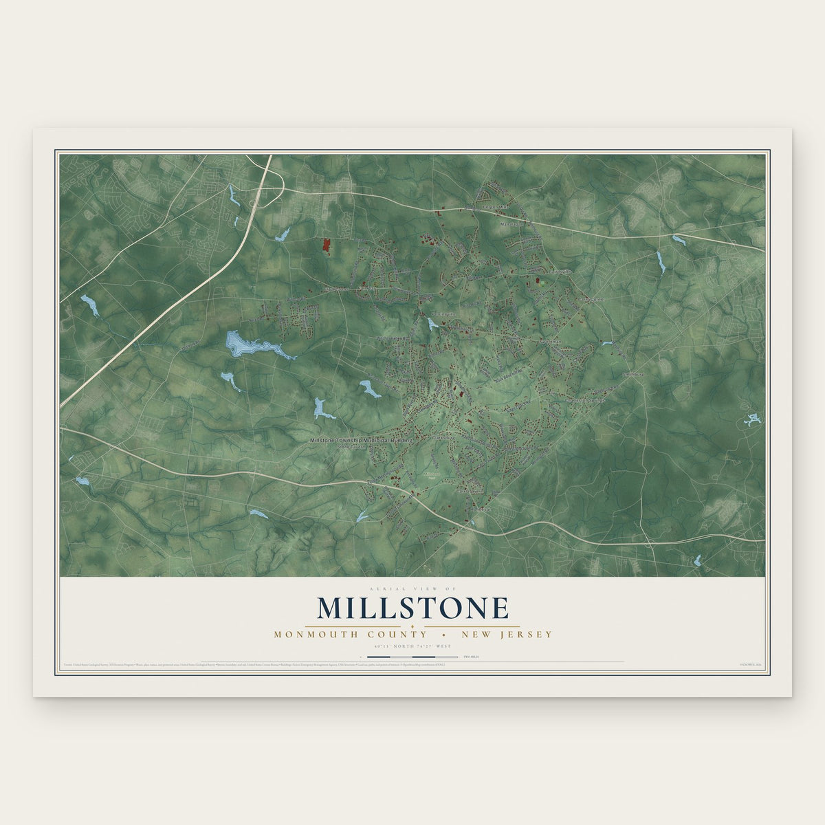 Millstone, Monmouth County, New Jersey map print, the full design