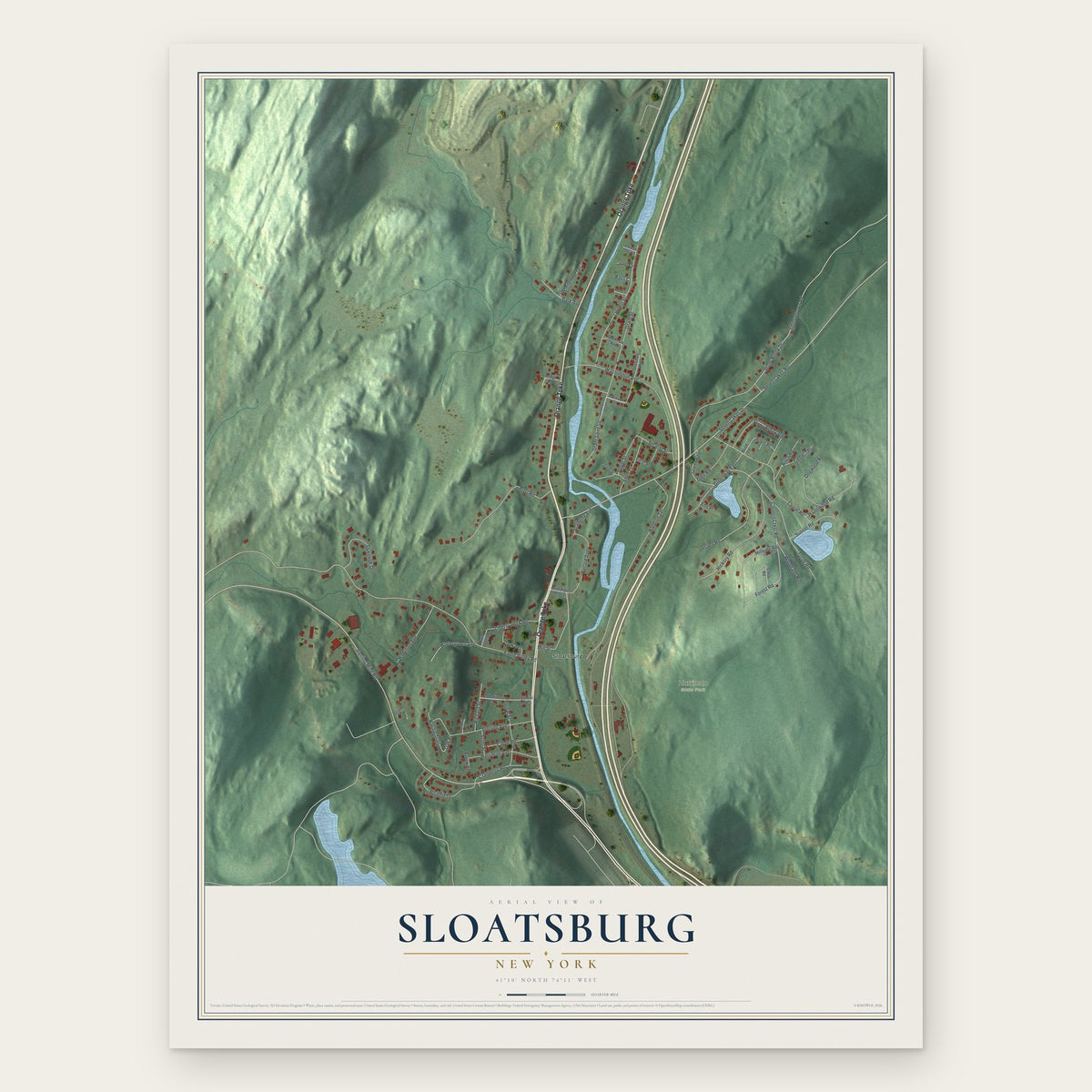 Sloatsburg, New York map print, the full design