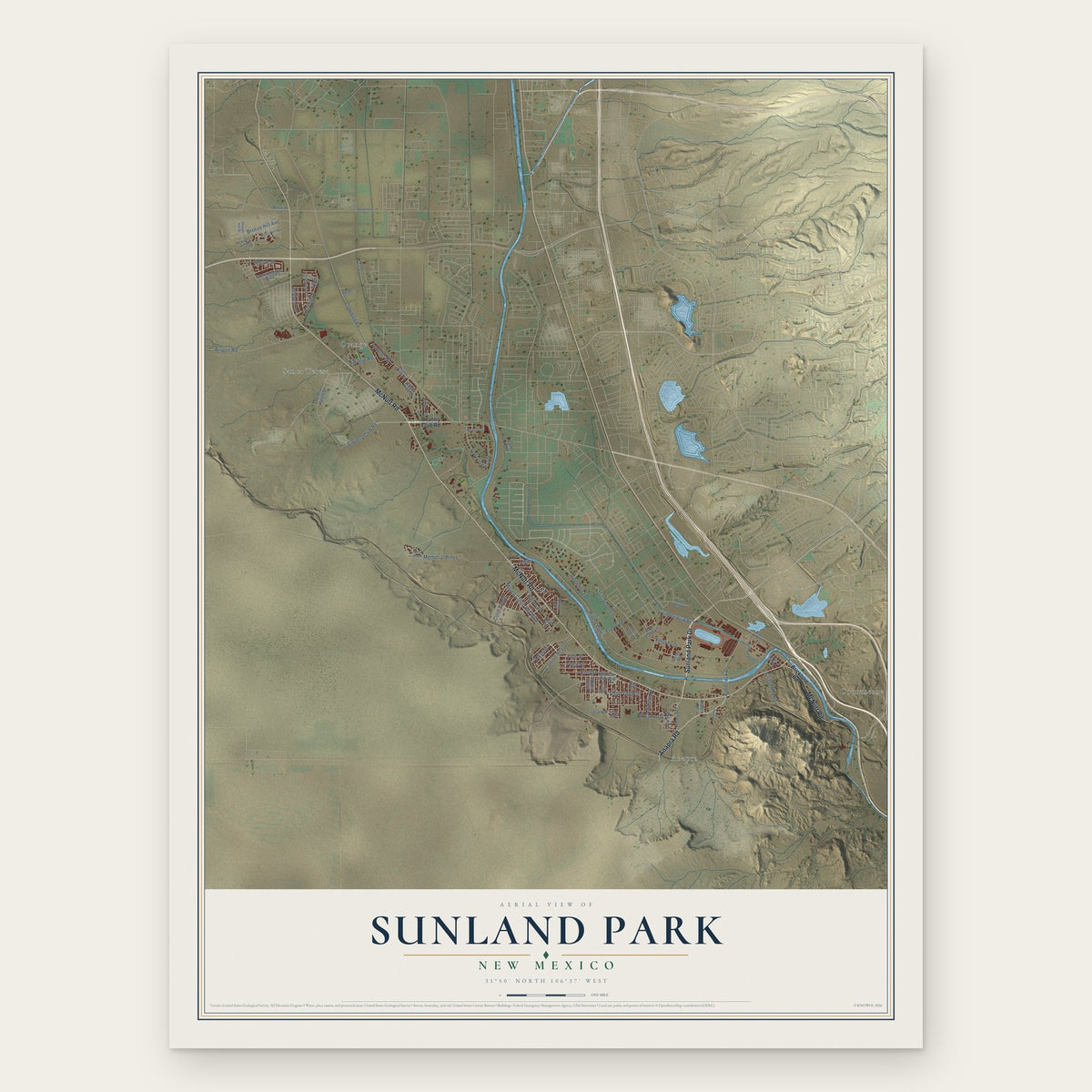 Sunland Park, New Mexico map print, the full design