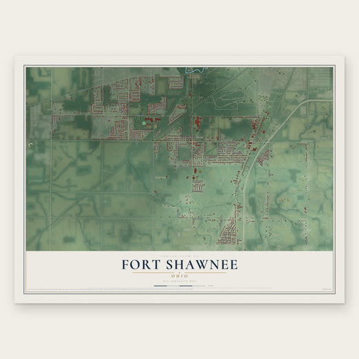 Fort Shawnee, Ohio map print, the full design