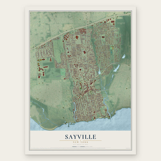 Sayville, New York map print, the full design