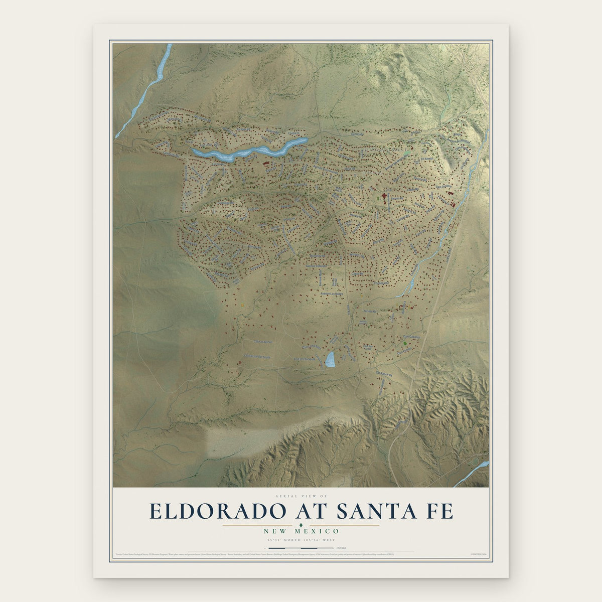 Eldorado at Santa Fe, New Mexico map print, the full design
