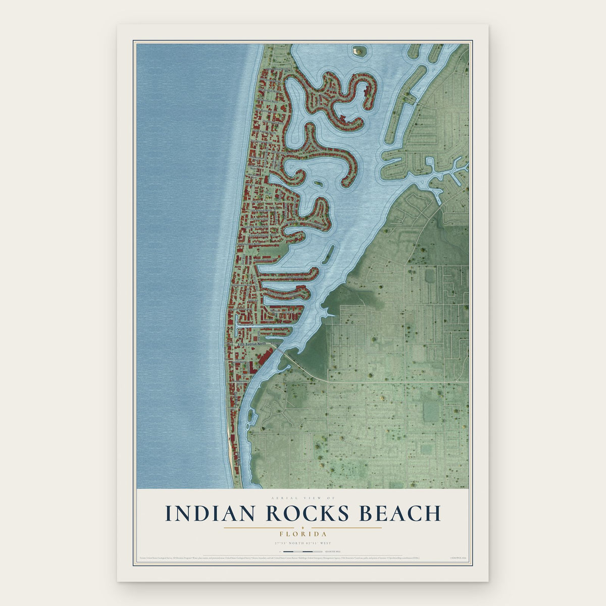 Indian Rocks Beach, Florida map print, the full design