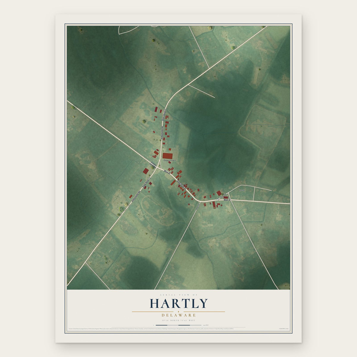 Hartly, Delaware map print, the full design