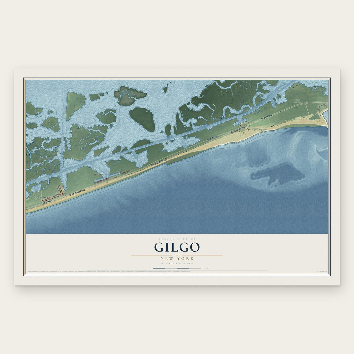 Gilgo, New York map print, the full design