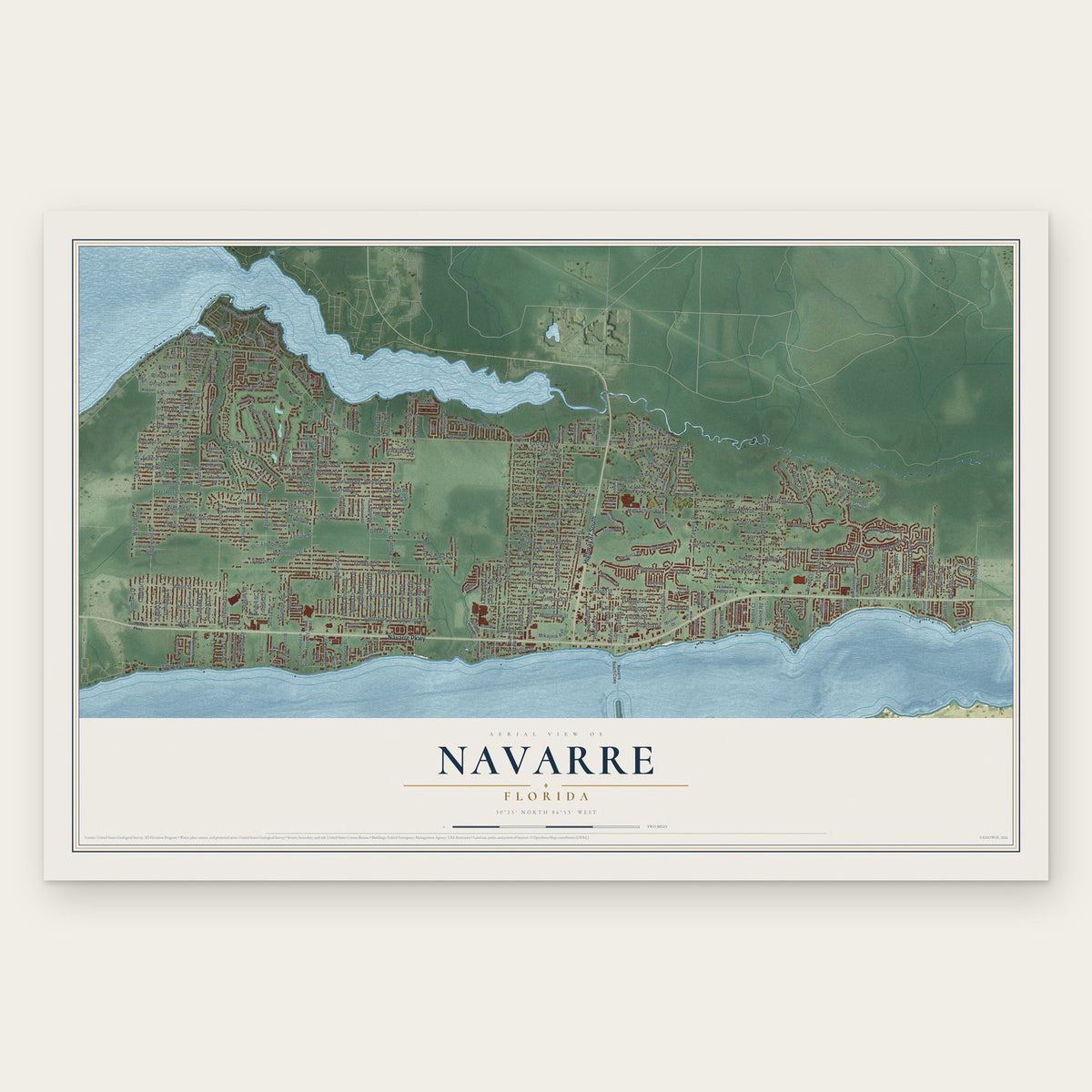 Navarre, Florida map print, the full design