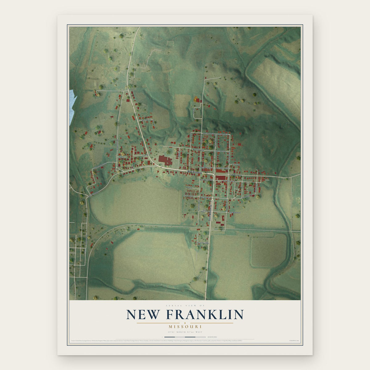New Franklin, Missouri map print, the full design