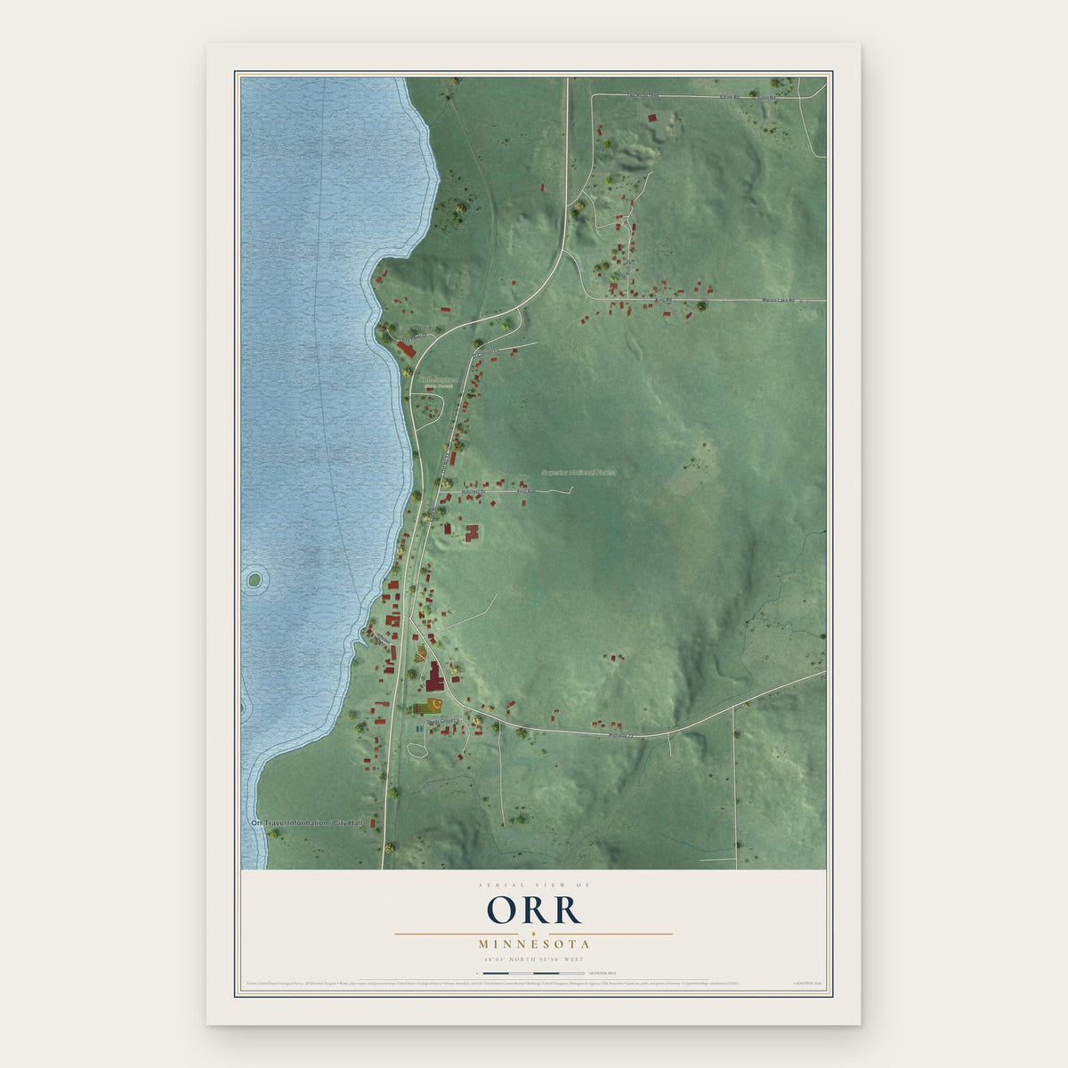 Orr, Minnesota map print, the full design