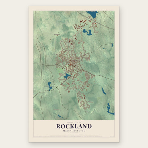 Rockland, Massachusetts map print, the full design