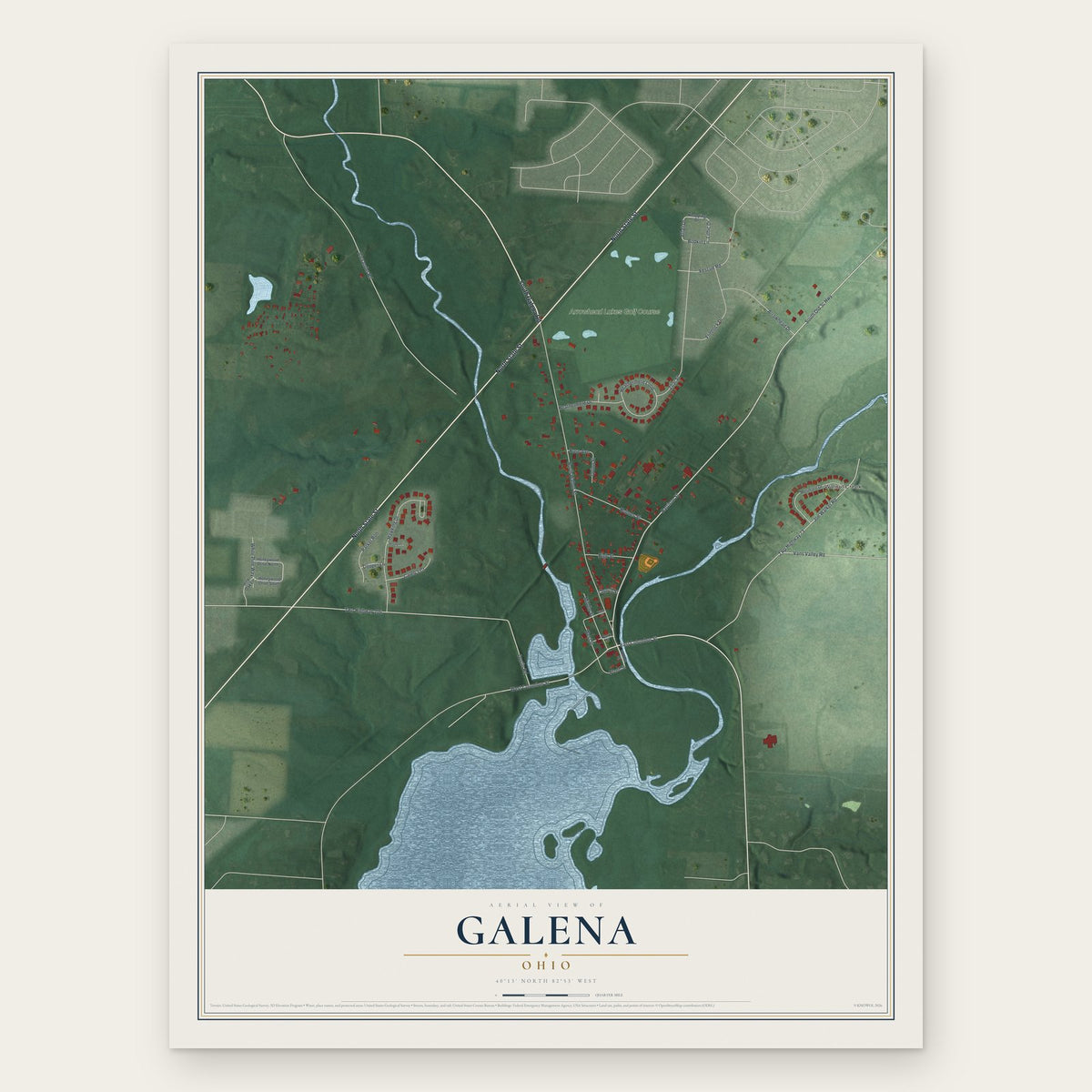 Galena, Ohio map print, the full design