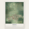 White, South Dakota map print, the full design