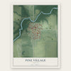 Pine Village, Indiana map print, the full design