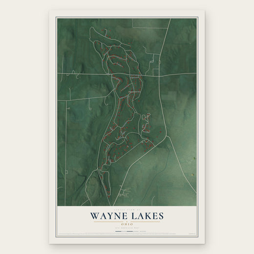 Wayne Lakes, Ohio map print, the full design