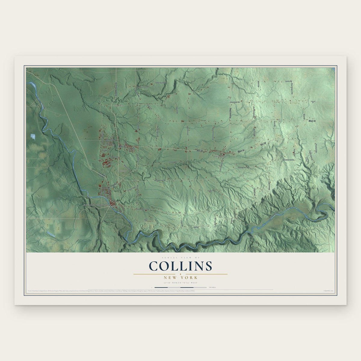 Collins, New York map print, the full design