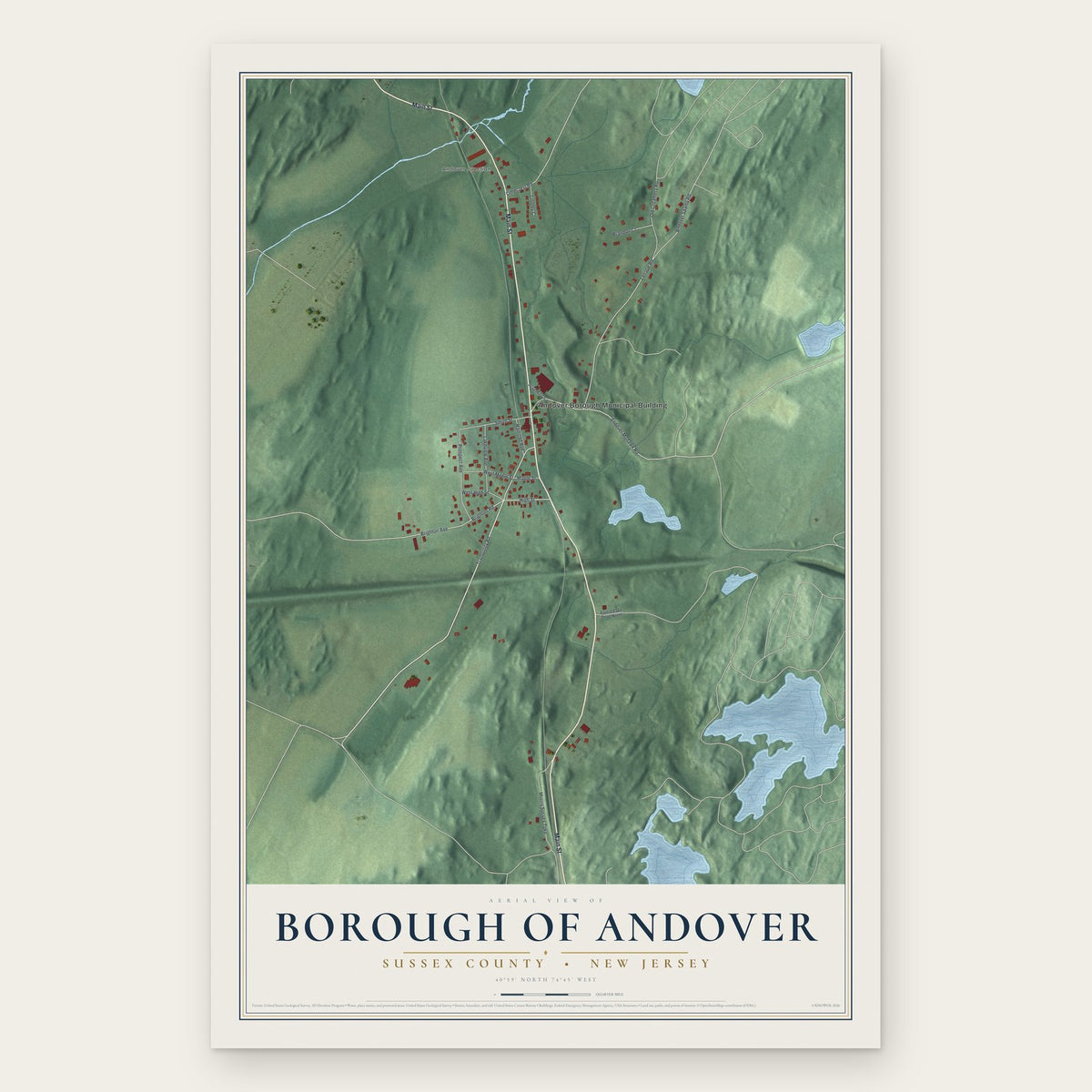 Borough of Andover, Sussex County, New Jersey map print, the full design