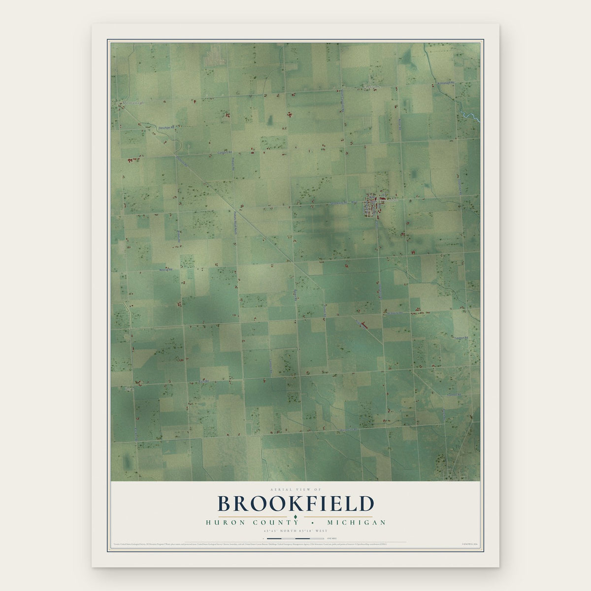 Brookfield, Huron County, Michigan map print, the full design