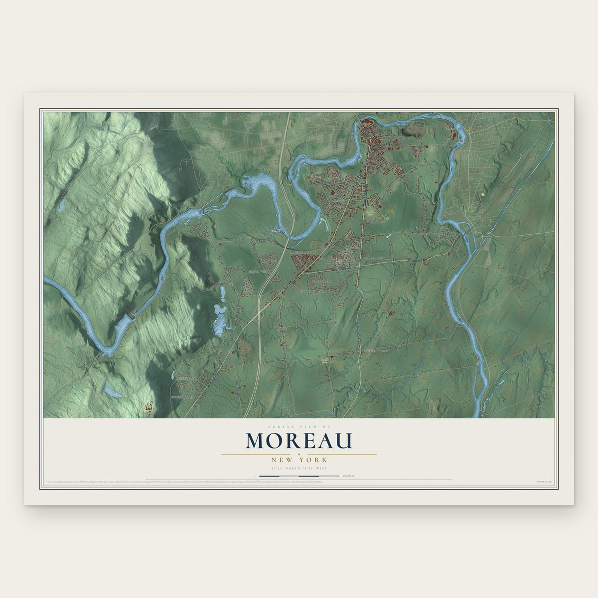 Moreau, New York map print, the full design