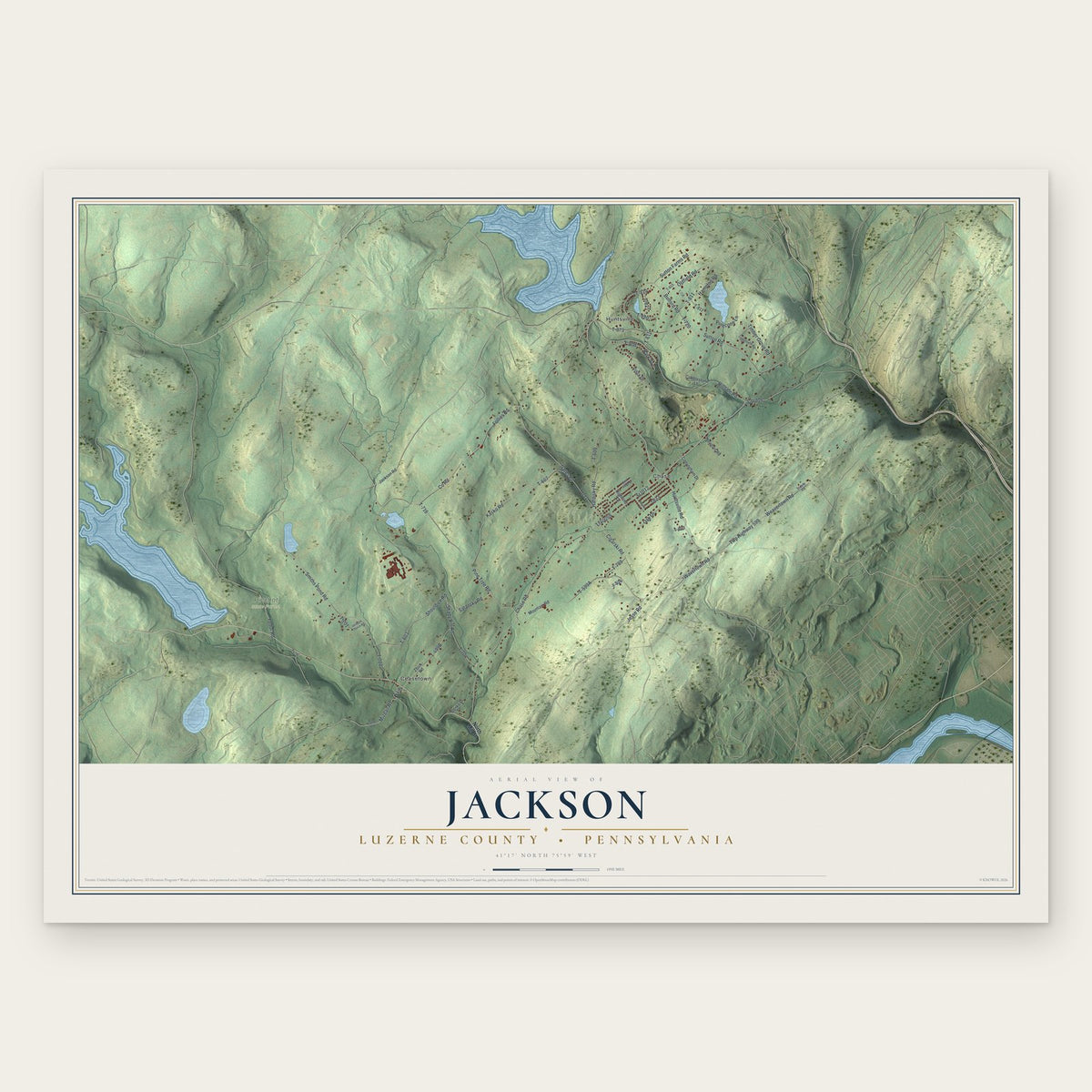 Jackson, Luzerne County, Pennsylvania map print, the full design