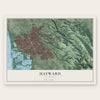 Hayward, California map print, the full design