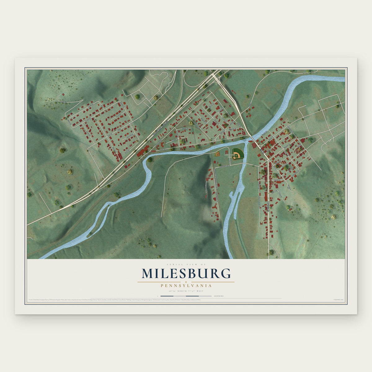Milesburg, Pennsylvania map print, the full design