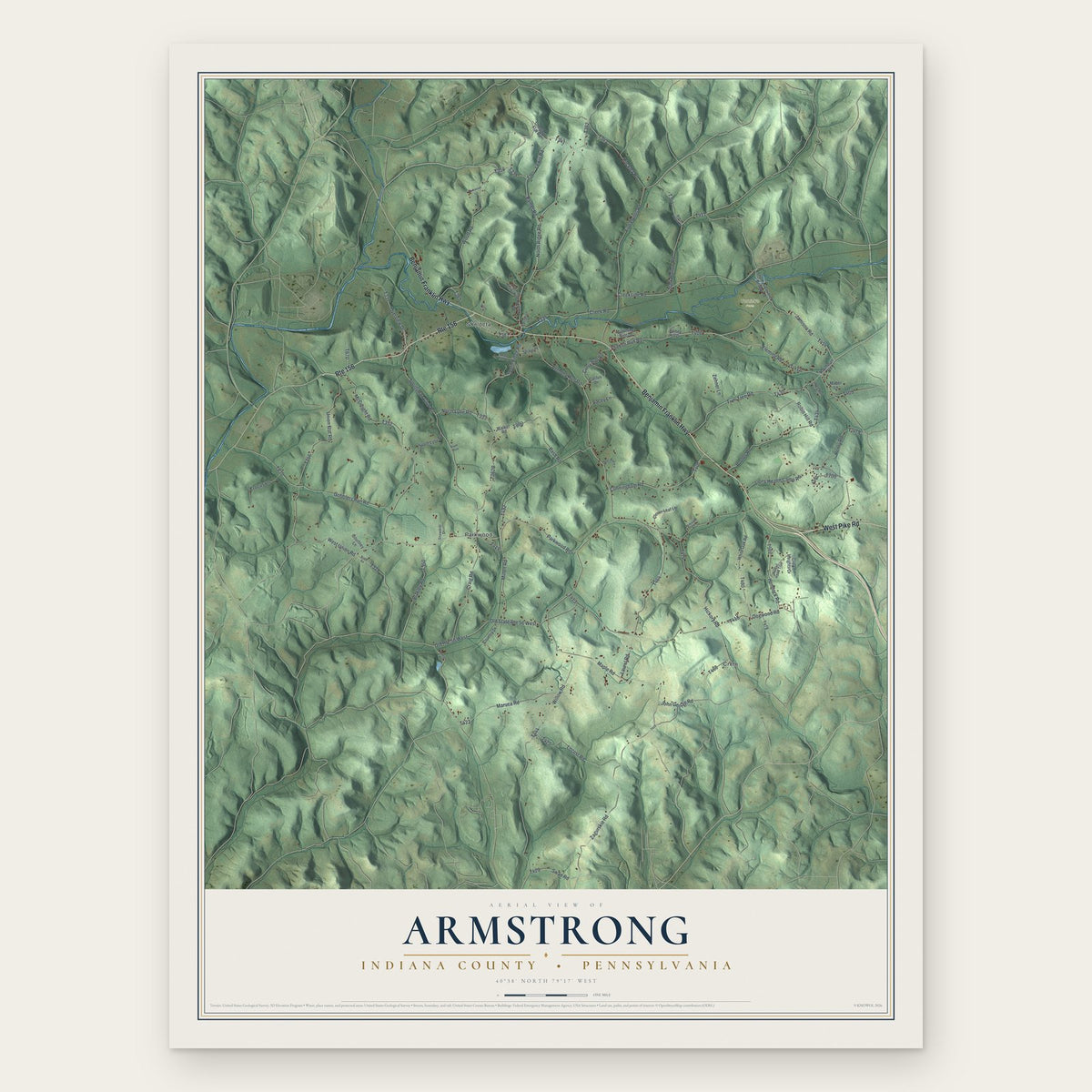 Armstrong, Indiana County, Pennsylvania map print, the full design