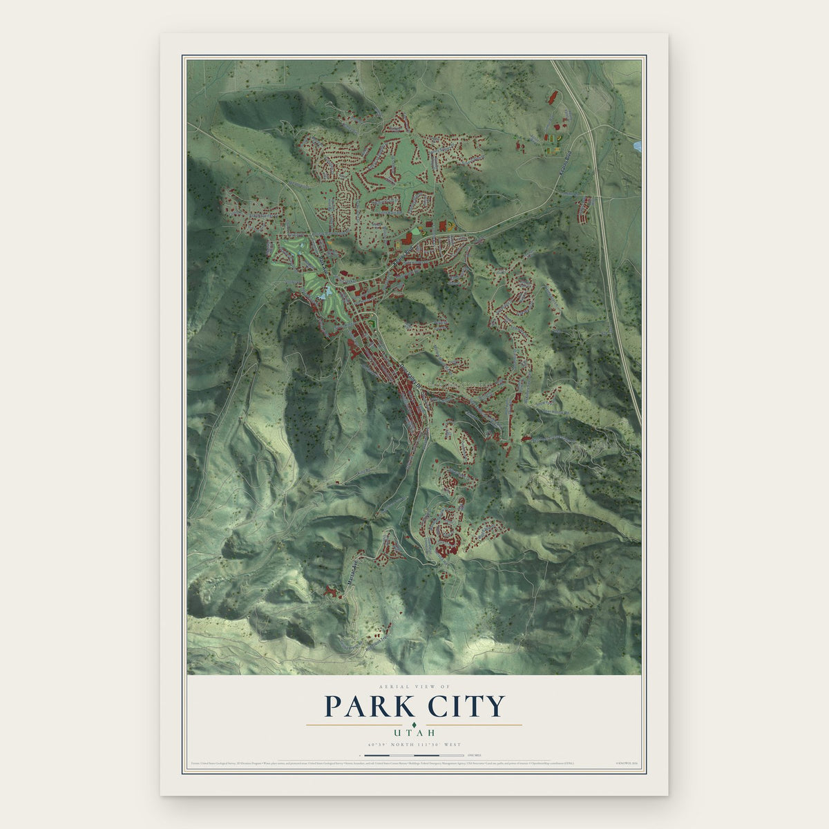 Park City, Utah map print, the full design