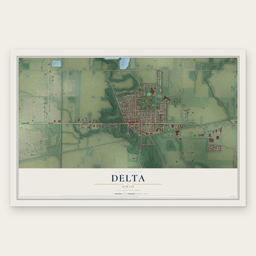 Delta, Ohio map print, the full design