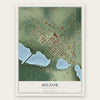 Milnor, North Dakota map print, the full design