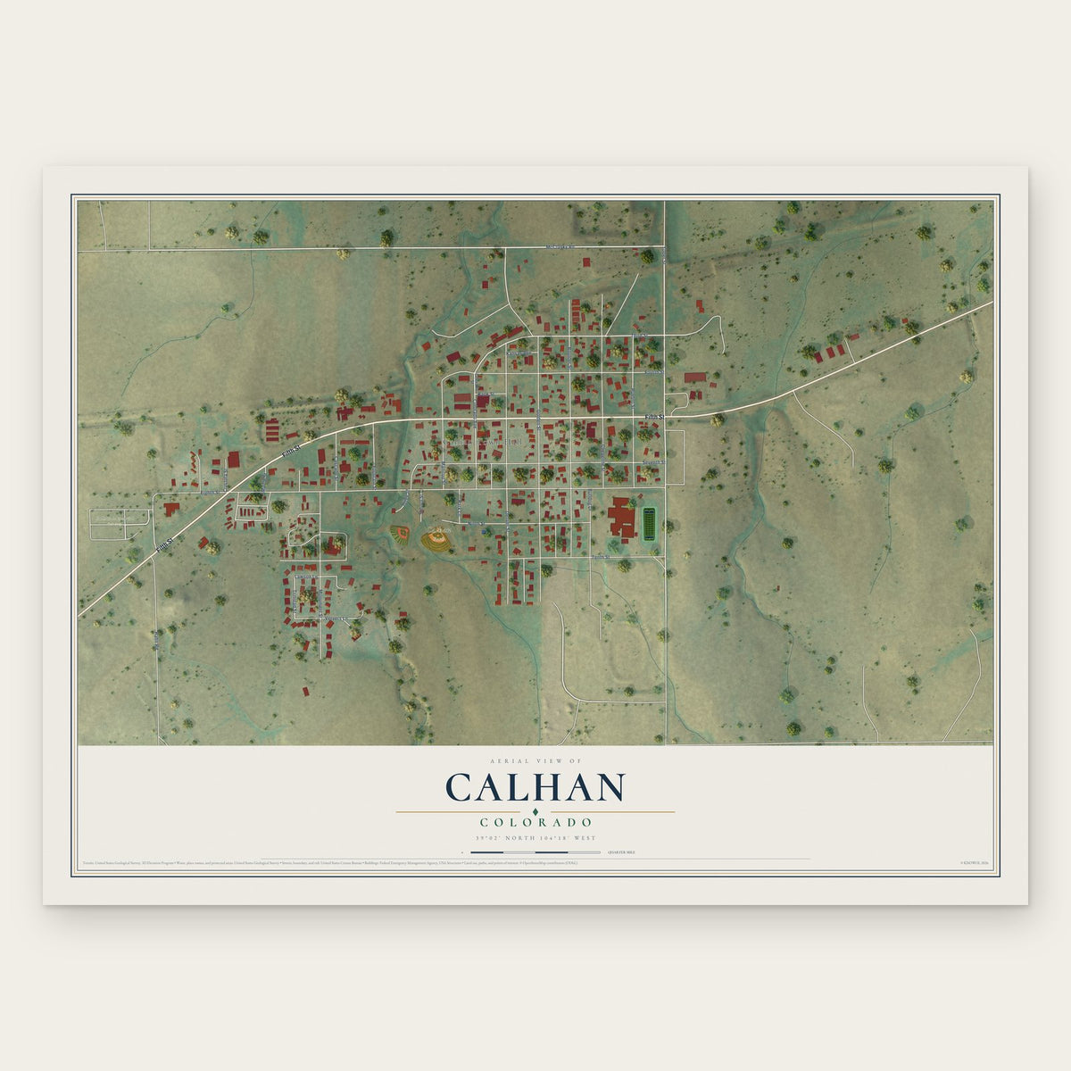 Calhan, Colorado map print, the full design