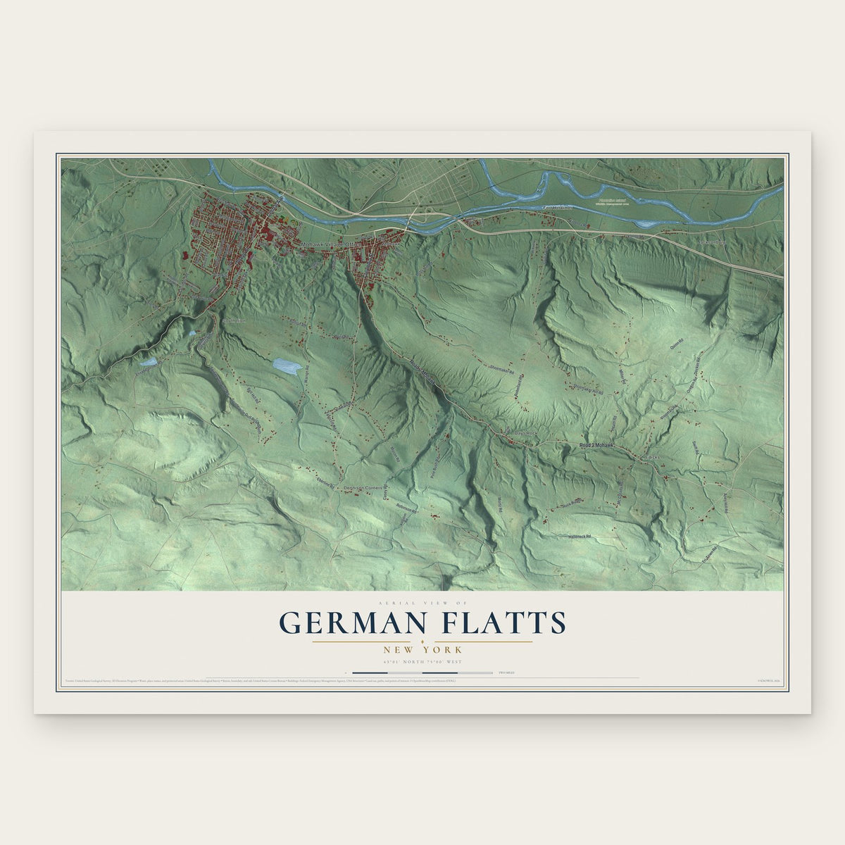 German Flatts, New York map print, the full design