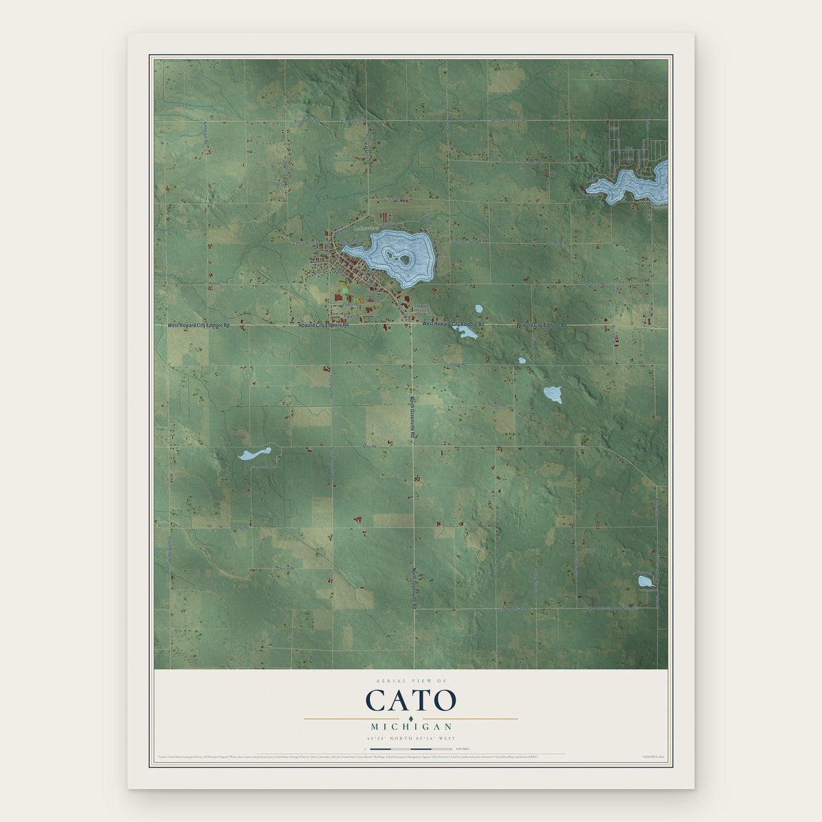 Cato, Michigan map print, the full design