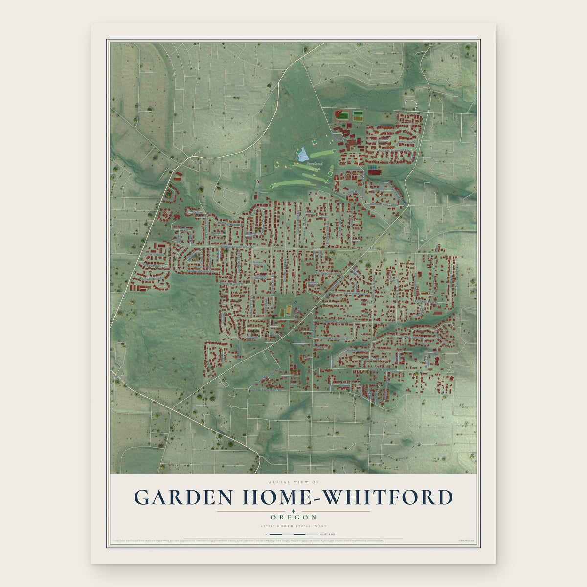 Garden Home-Whitford, Oregon map print, the full design