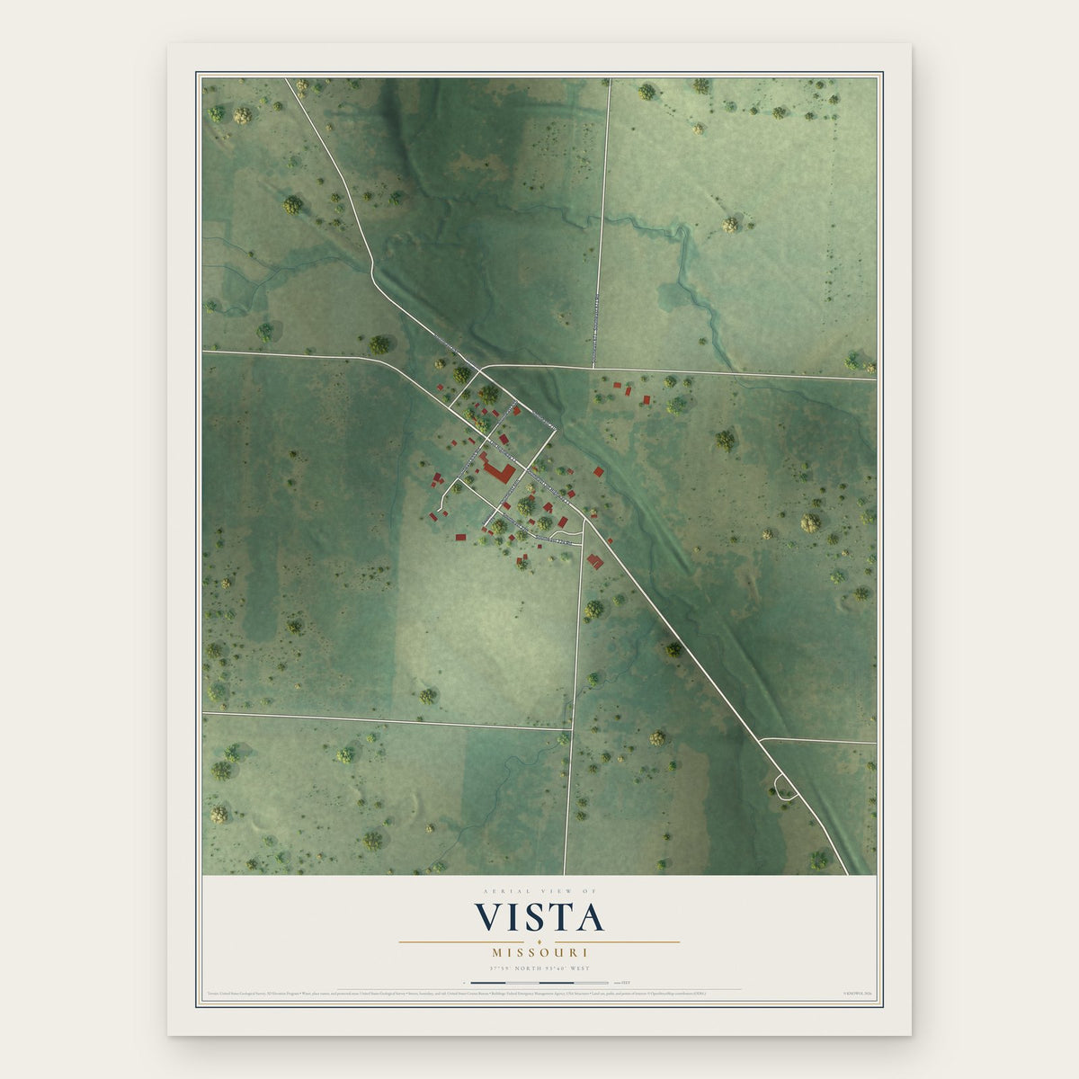 Vista, Missouri map print, the full design