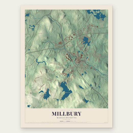 Millbury, Massachusetts map print, the full design