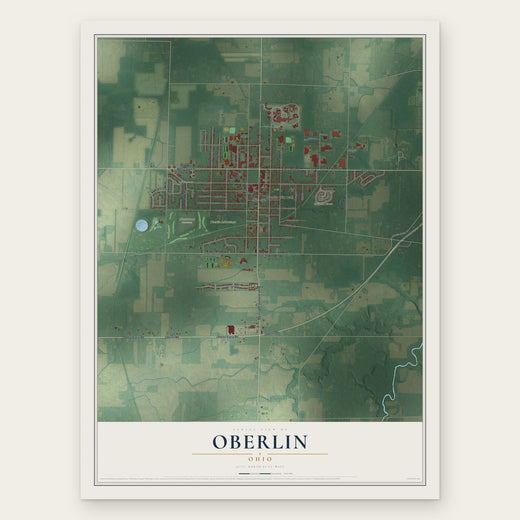 Oberlin, Ohio map print, the full design