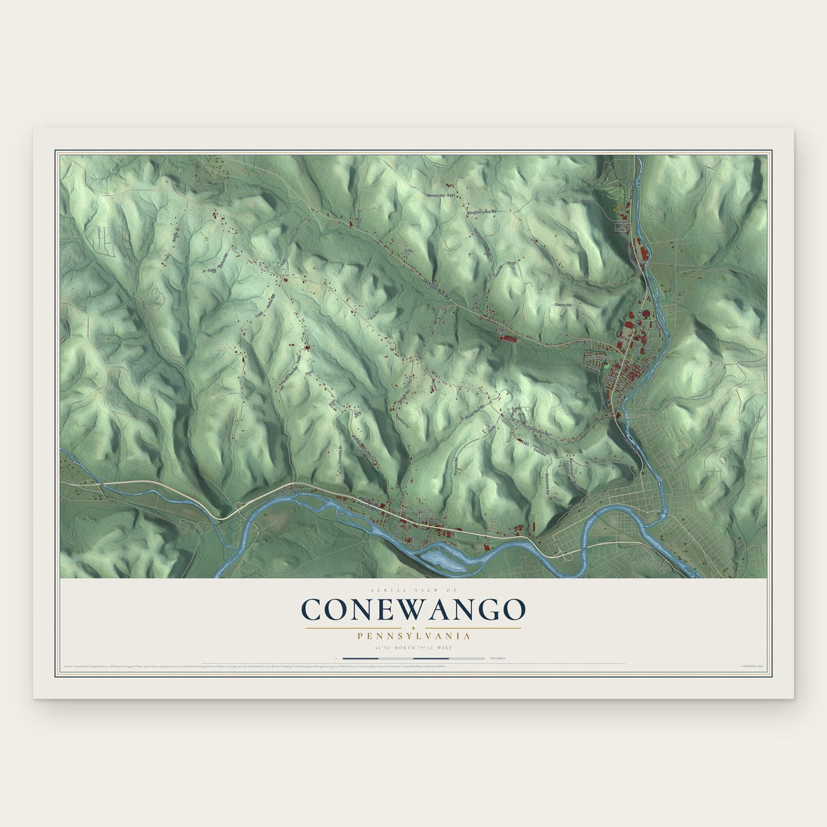 Conewango, Pennsylvania map print, the full design