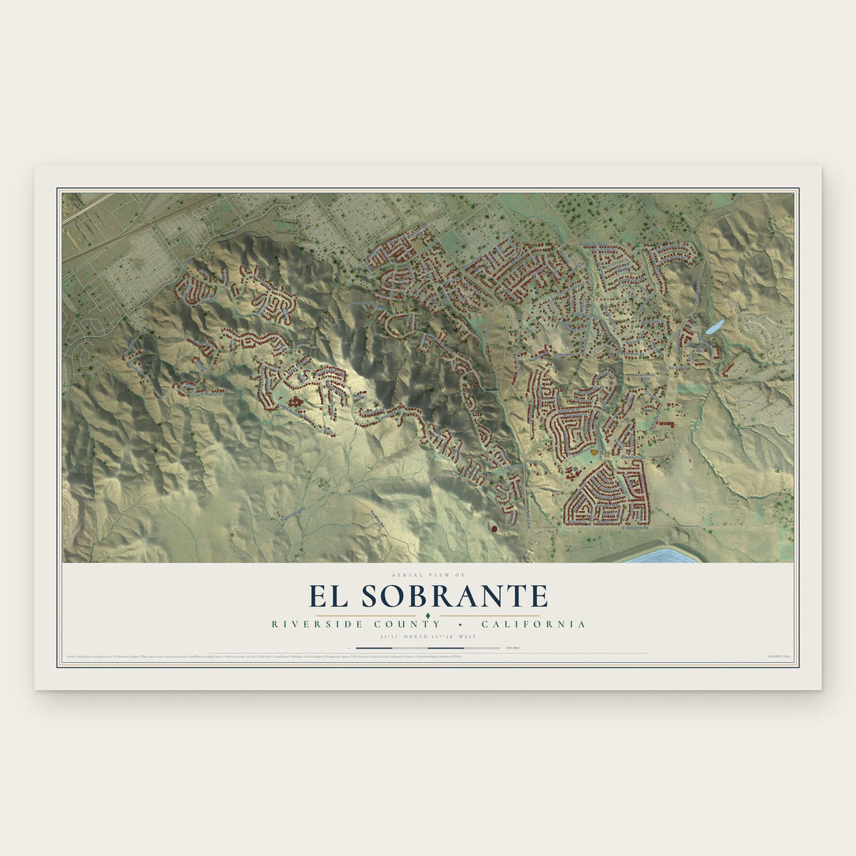 El Sobrante, Riverside County, California map print, the full design