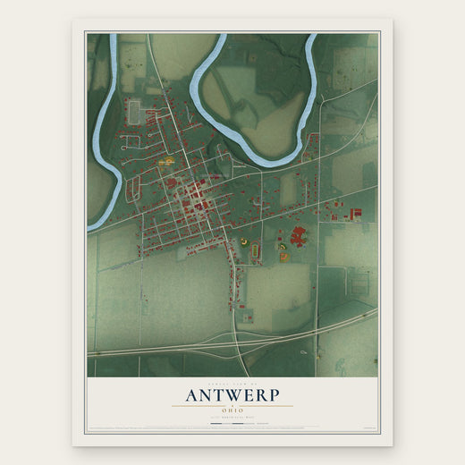 Antwerp, Ohio map print, the full design