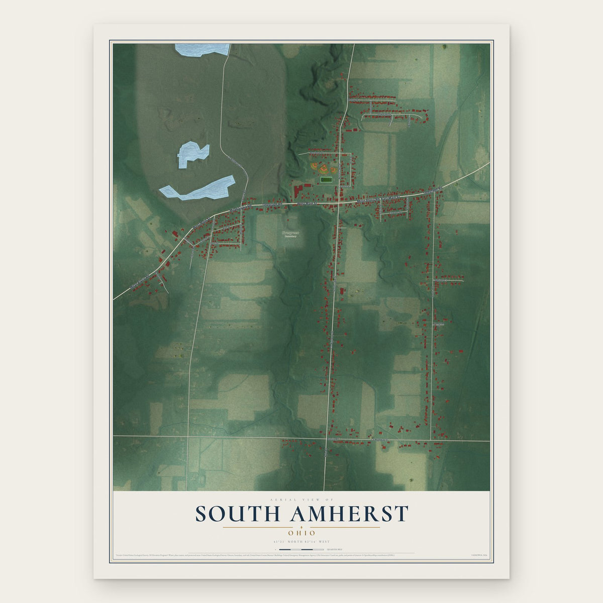 South Amherst, Ohio map print, the full design