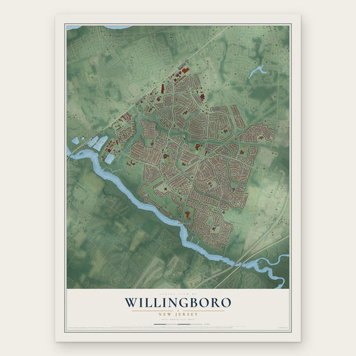 Willingboro, New Jersey map print, the full design