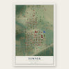 Towner, North Dakota map print, the full design