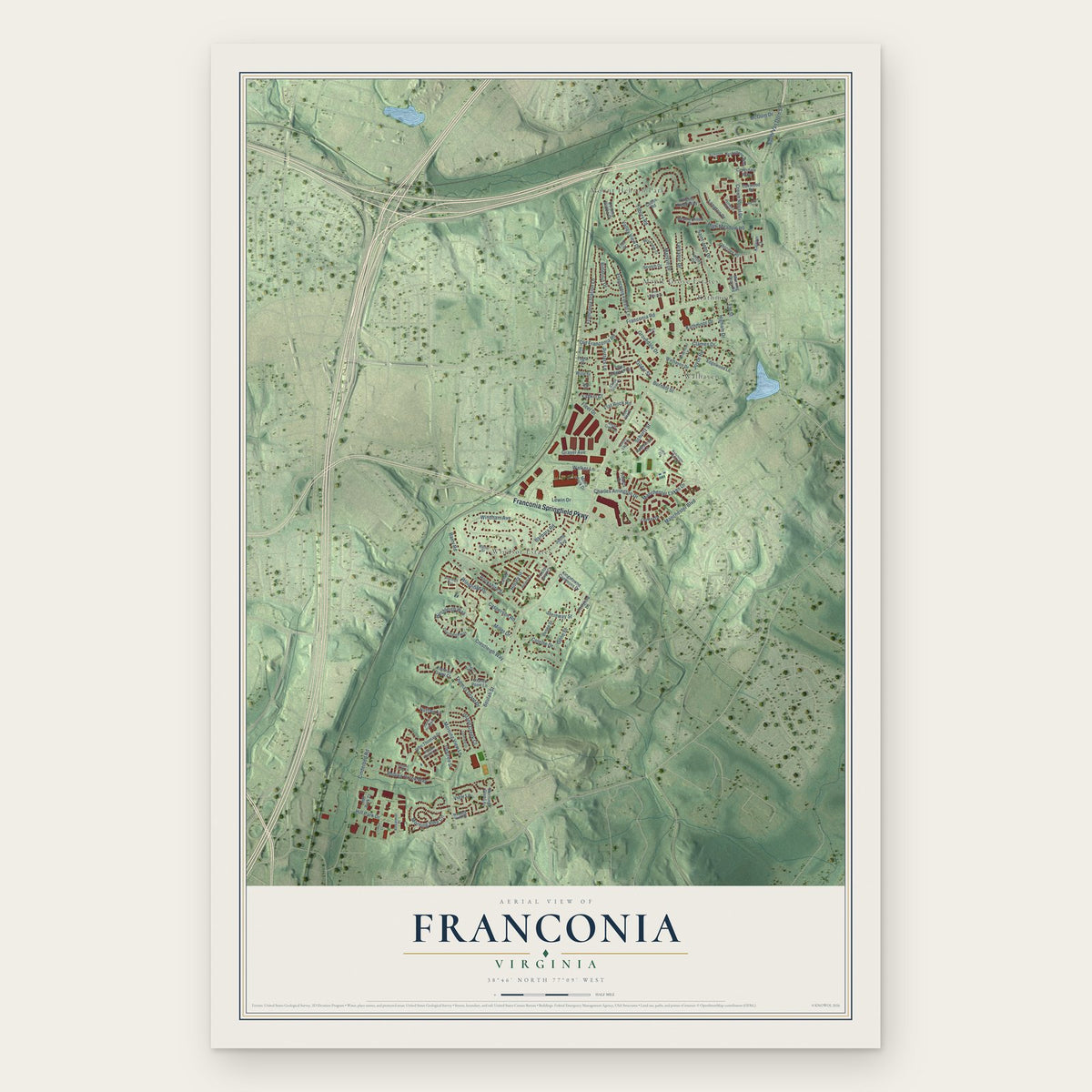 Franconia, Virginia map print, the full design