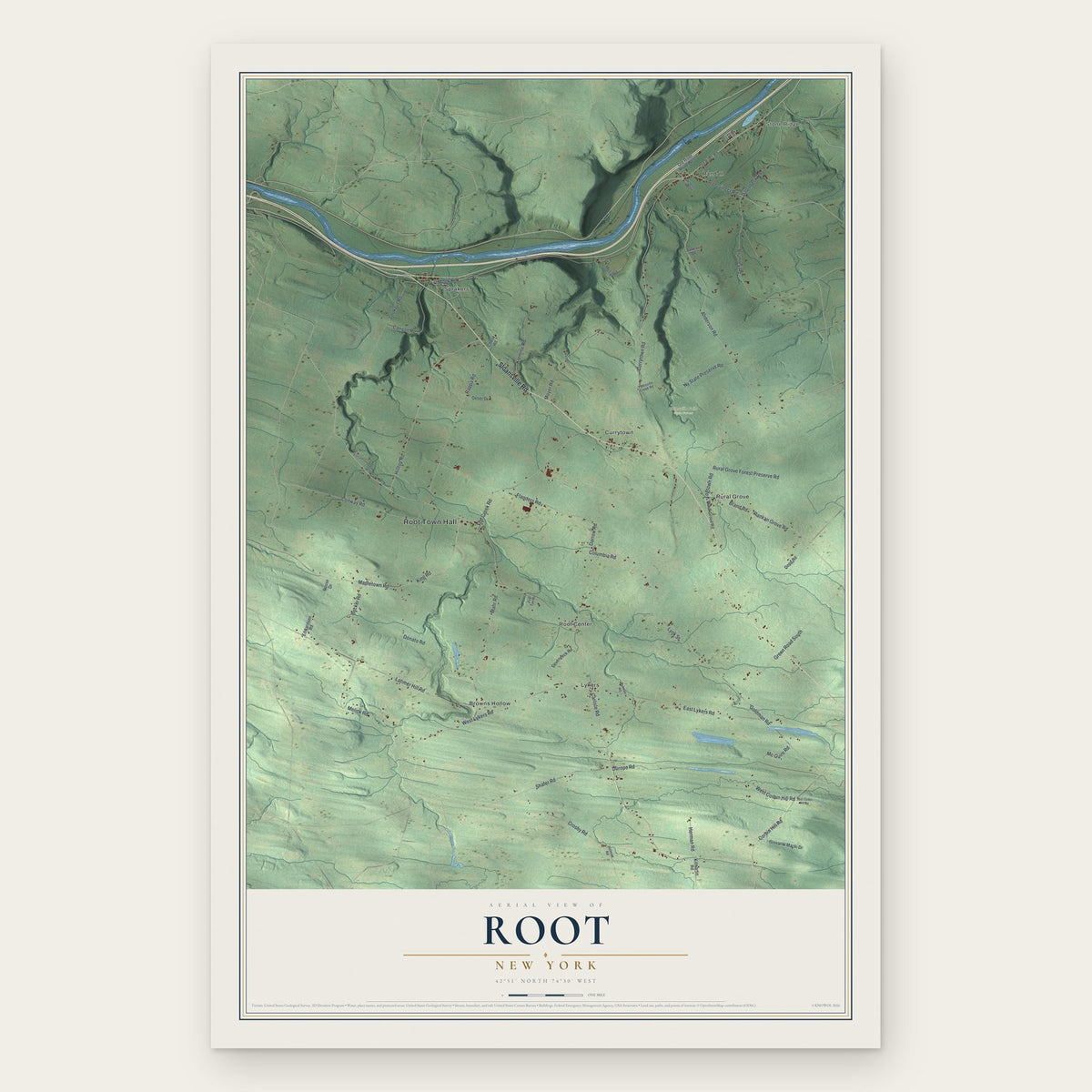 Root, New York map print, the full design