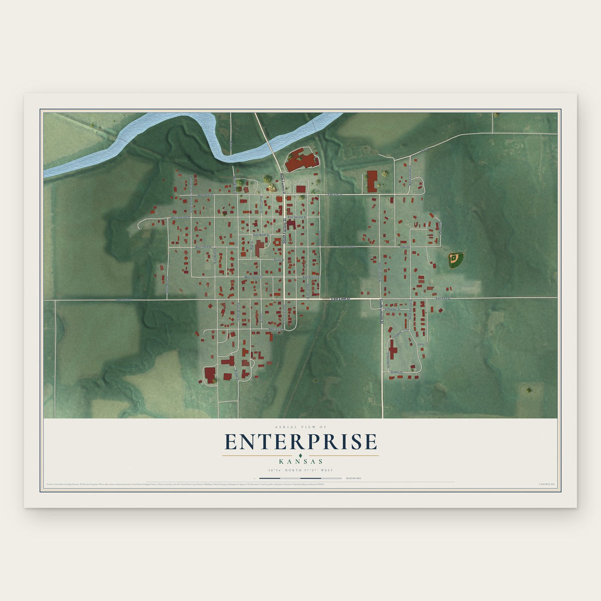Enterprise, Kansas map print, the full design
