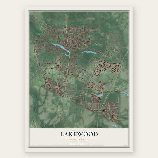 Lakewood, New Jersey map print, the full design