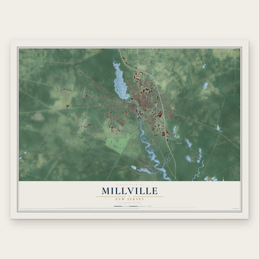 Millville, New Jersey map print, the full design